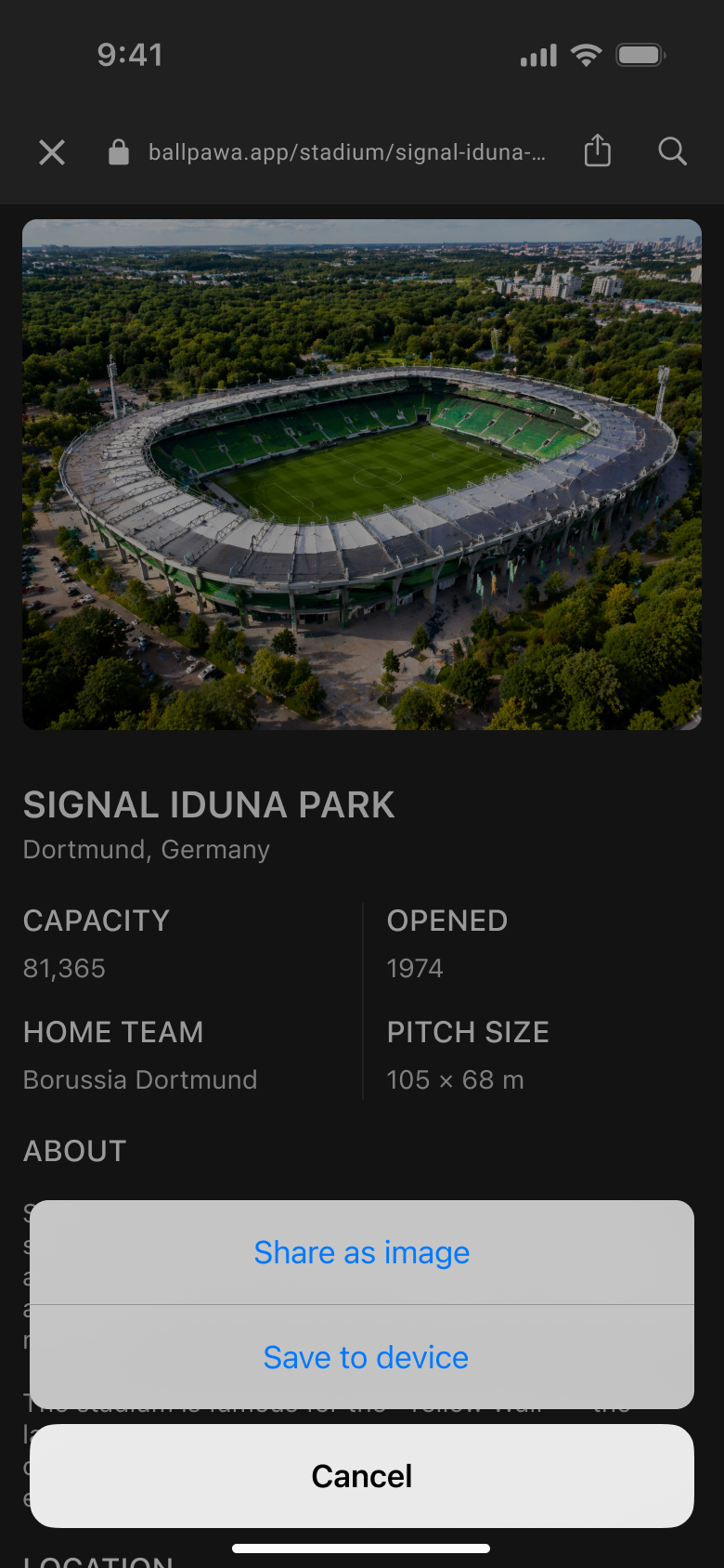 GoToArena AI stadium detail preview